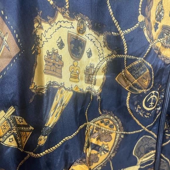 Oleg Cassini Vintage 100% Silk Luxury Printed Windbreaker Full Zip size L NWT - Picture 4 of 11
